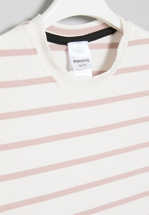 Pop Candy - Striped reglan tee - white & pink