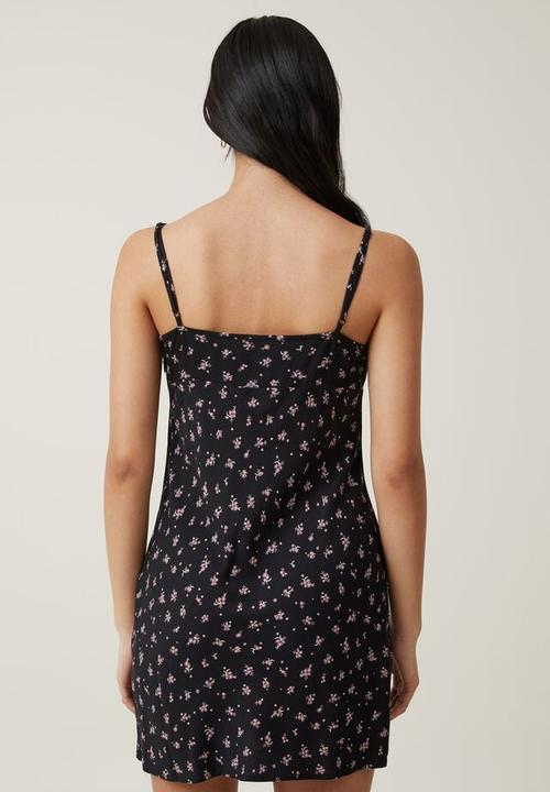 Cotton On - Indie strappy mini dress - loretta ditsy black