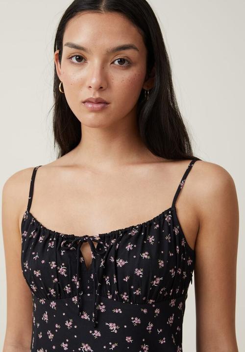 Cotton On - Indie strappy mini dress - loretta ditsy black