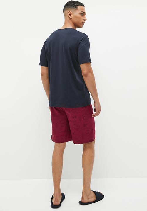 Tommy Hilfiger - Short sleeve tee short & slipper set - desert sky/screened print rouge