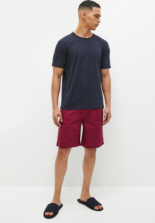 Tommy Hilfiger - Short sleeve tee short & slipper set - desert sky/screened print rouge
