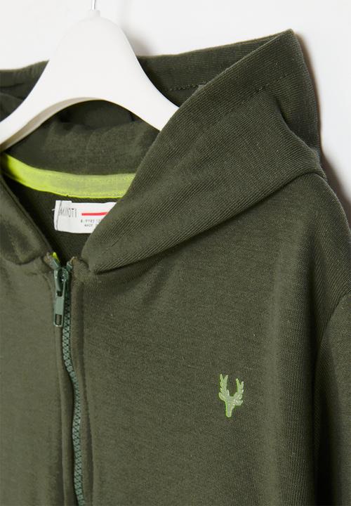MINOTI - Boys basic emb fleece zip thru - khaki