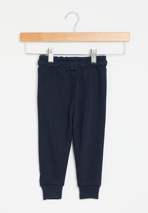 MINOTI - Baby boys basic emb fleece jogpant - navy 