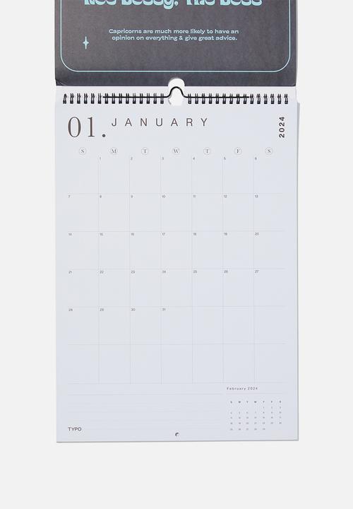 Typo - 2024 A3 Art series calendar - 2024 zodiac