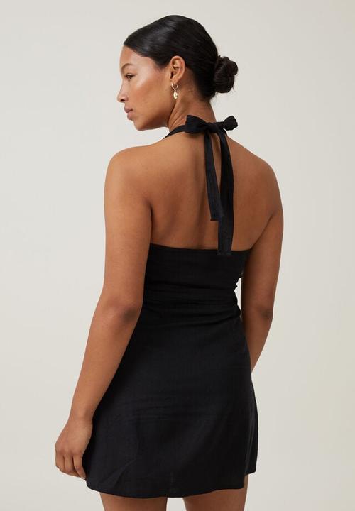 Cotton On - Haven halter wrap dress - black