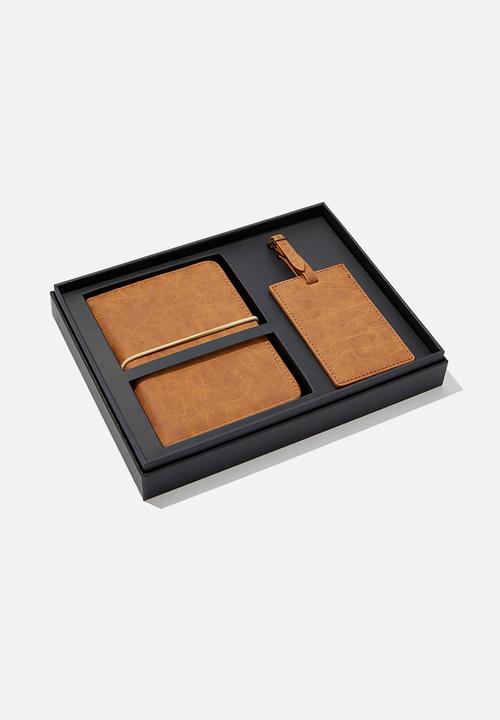 Typo - Heritage passport holder & luggage tag set - mid tan