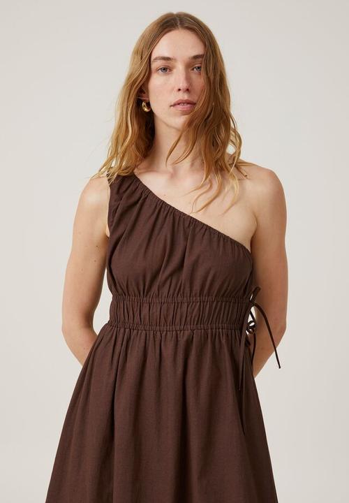 Cotton On - One shoulder maxi dress - dark oak