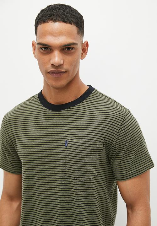 Superdry. - Vle stripe tee - thrift olive marl & black