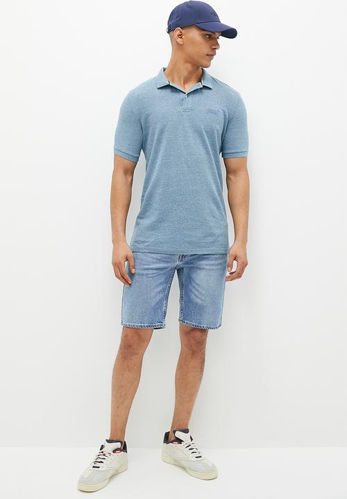 Superdry. - Classic pique polo - desert sky blue grit