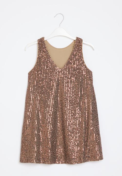 Superbalist - Sequin a-line dress - bronze gold