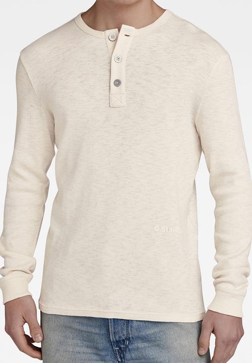 G-STAR - Henley slim tweeter long sleeve tucana jersey - eggnog