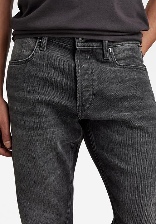 G-STAR - Mosa Straight Nero black stretch denim - worn in black moon
