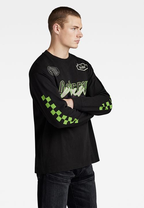 G-STAR - Moto boxy graphic long sleeve dry jersey o - dk black