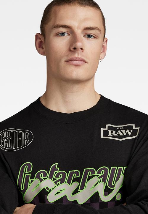 G-STAR - Moto boxy graphic long sleeve dry jersey o - dk black