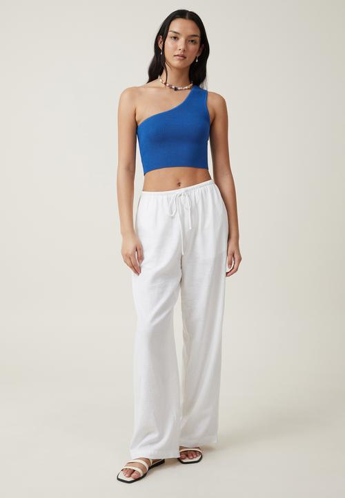 Cotton On - Jacquard One Shoulder Tank - Blue Moon