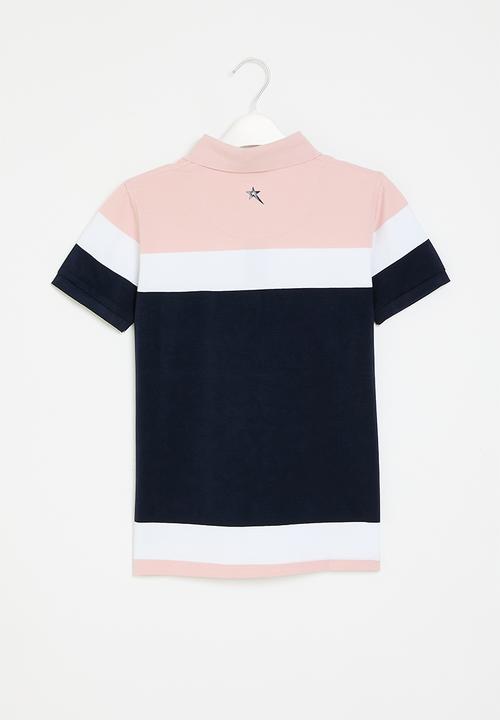 SOVIET - Boys y/dye stripe golfer - salmon