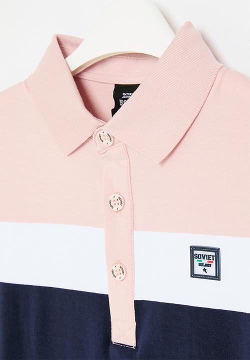 SOVIET - Boys y/dye stripe golfer - salmon