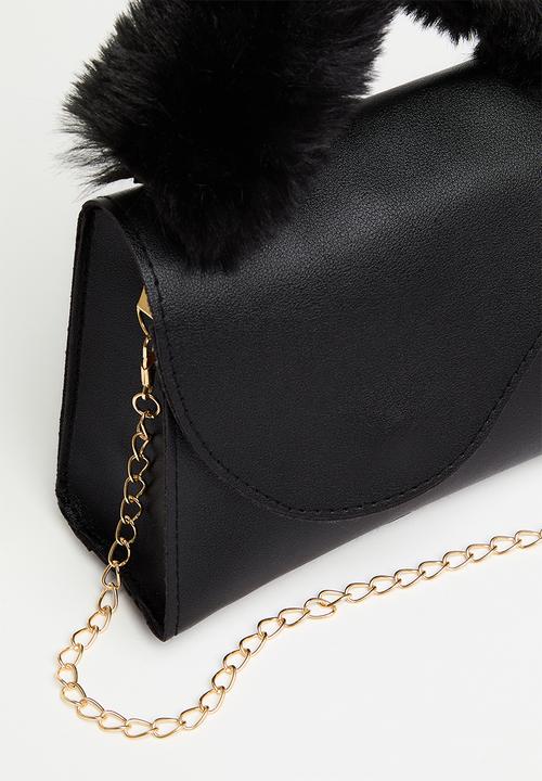 Pop Candy - Fur handle handbag - black