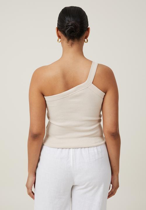 Cotton On - The 91 One Shoulder Tank - Stone