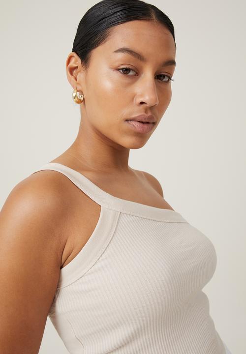 Cotton On - The 91 One Shoulder Tank - Stone