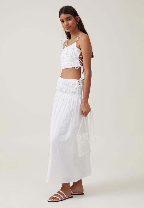 Cotton On - Lucy Shirred Maxi Skirt - White
