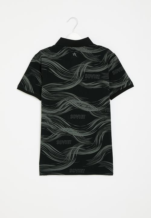 SOVIET - Short sleeve fashion golfer - black