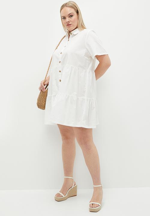 Cotton On - Plus Noah Mini Shirt Dress - White