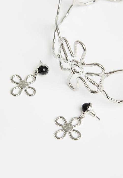 Superbalist - Drew choker and earring set - silver