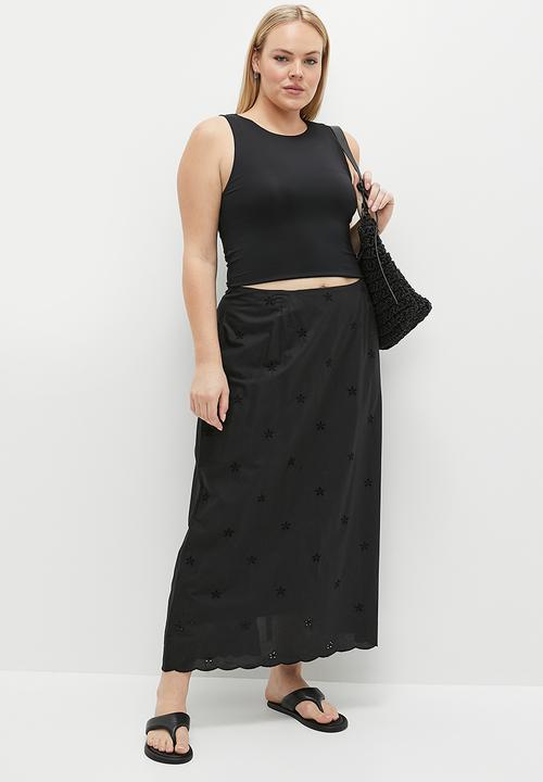 Cotton On - Plus Ellie Maxi Skirt - Cutwork Black