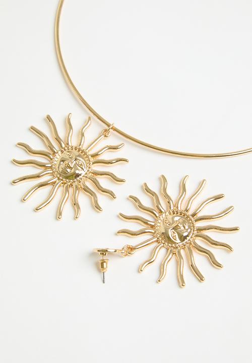 Superbalist - Sun necklace and earring set - gold