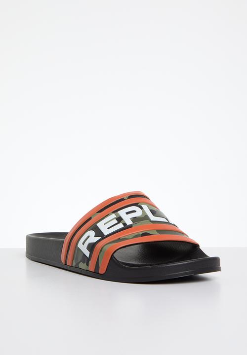 Replay - Up stripe slide - camo green