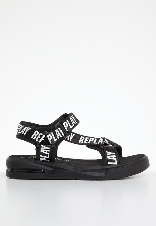 Replay - Space logo sandal - black