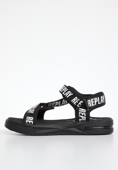 Replay - Space logo sandal - black
