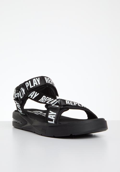Replay - Space logo sandal - black