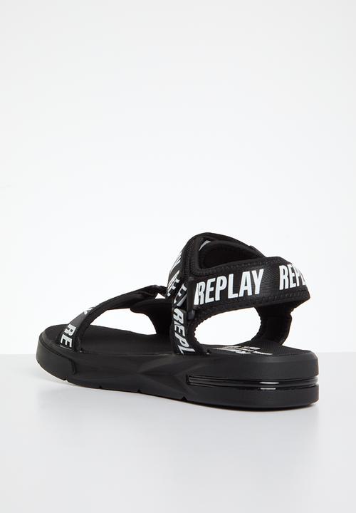 Replay - Space logo sandal - black