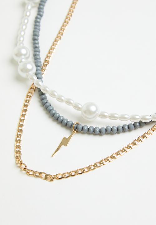 Superbalist - Flo layered necklace - gold & green 