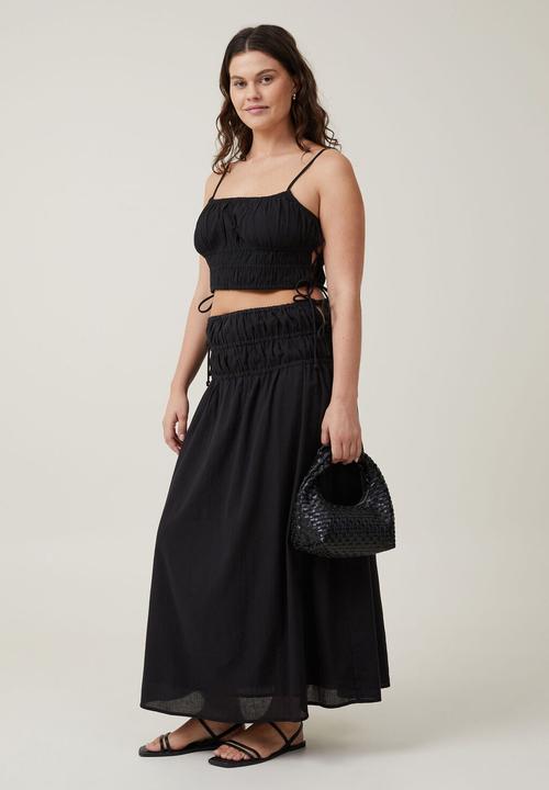 Cotton On - Plus lucy shirred xaxi skirt - black