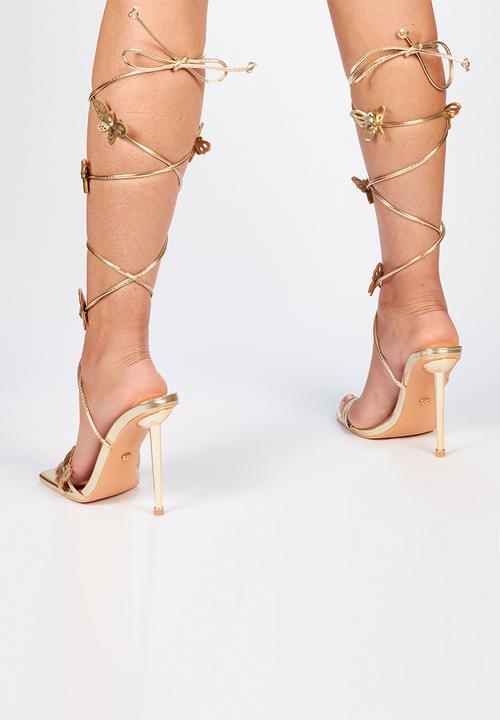 Miss Black - Meadow tie detail sandal - gold