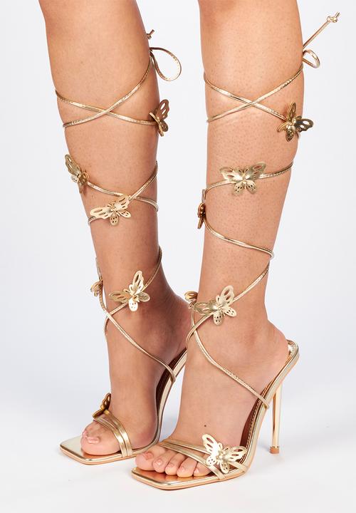 Miss Black - Meadow tie detail sandal - gold