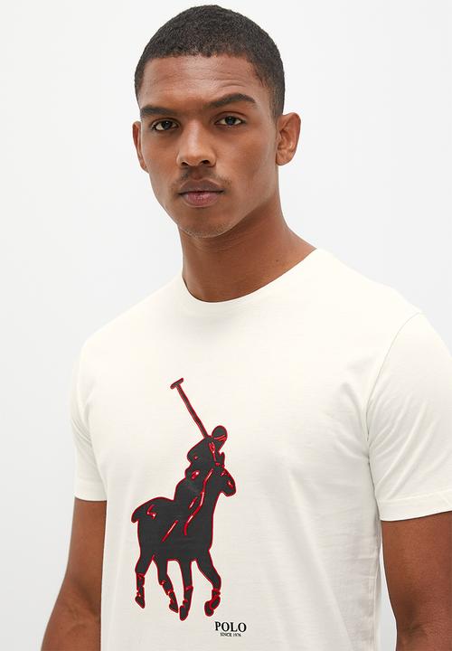 POLO - Mens short sleeve big pony tee - white 