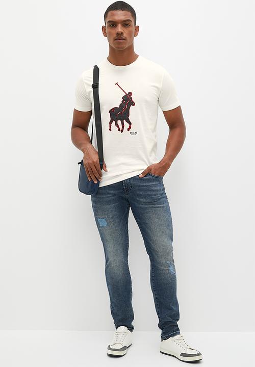 POLO - Mens short sleeve big pony tee - white 