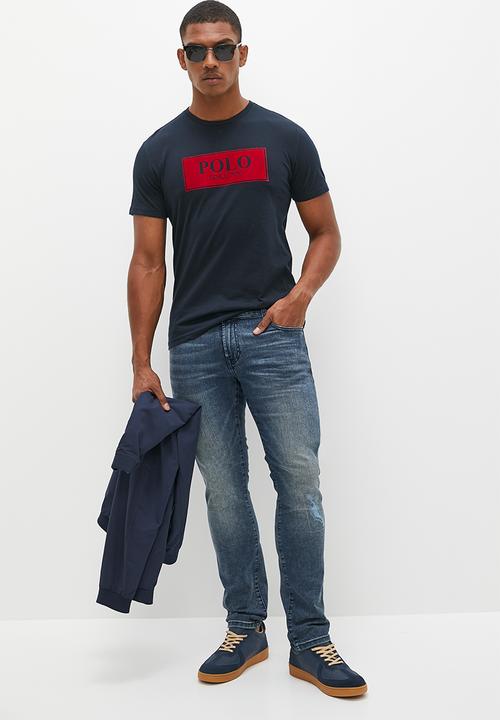 POLO - Mens short sleeve flock logo tee - navy 