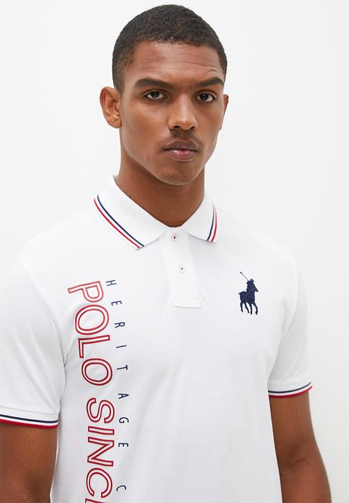 POLO - Mens logo printed short sleeve golfer - white