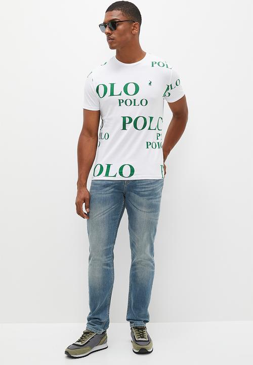 POLO - Mens short sleeve logo print tee - white