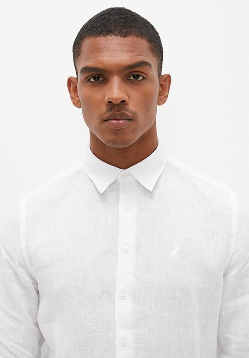 POLO - Mens linen long sleeve shirt - white