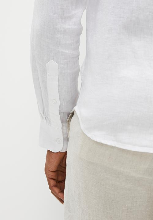 POLO - Mens linen long sleeve shirt - white
