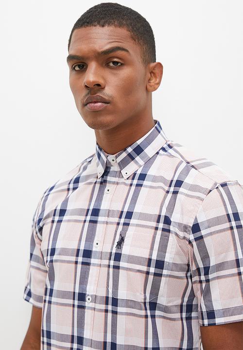 POLO - Mens bold check shirt - orange 