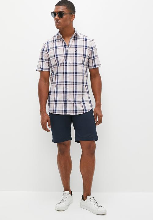 POLO - Mens bold check shirt - orange 