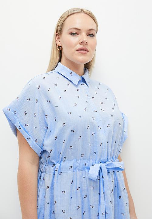 Me&B - Plus tunnel drawstring shirt dress - boat