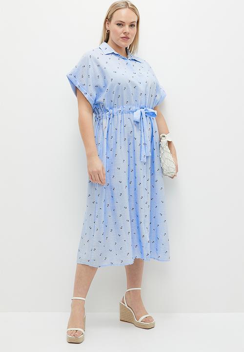 Me&B - Plus tunnel drawstring shirt dress - boat